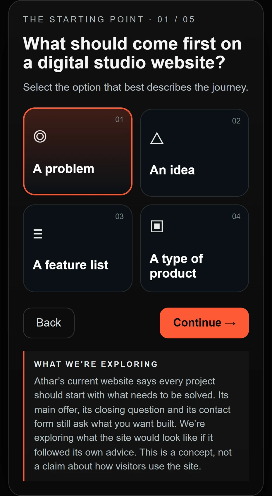 Digital Clue step 01 on mobile, with the What we're exploring panel
